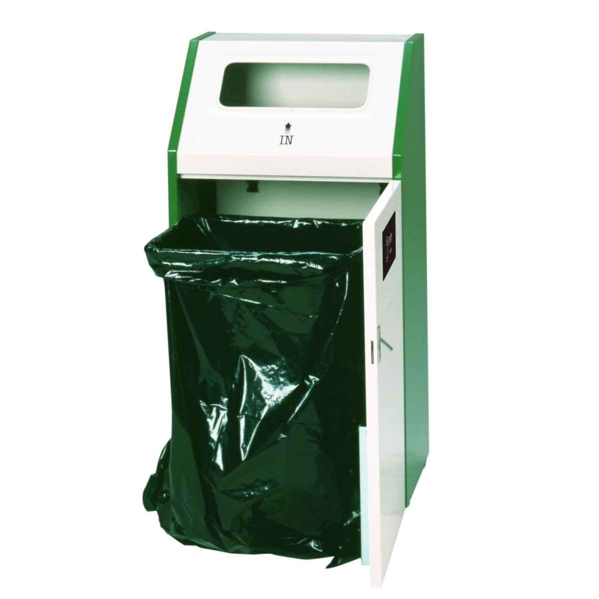 ホーロー　小物入れ／ゴミ箱　緑 屋内用ゴミ箱 70L 角穴蓋 業務用ダストボックス Bunbetuダストハウス