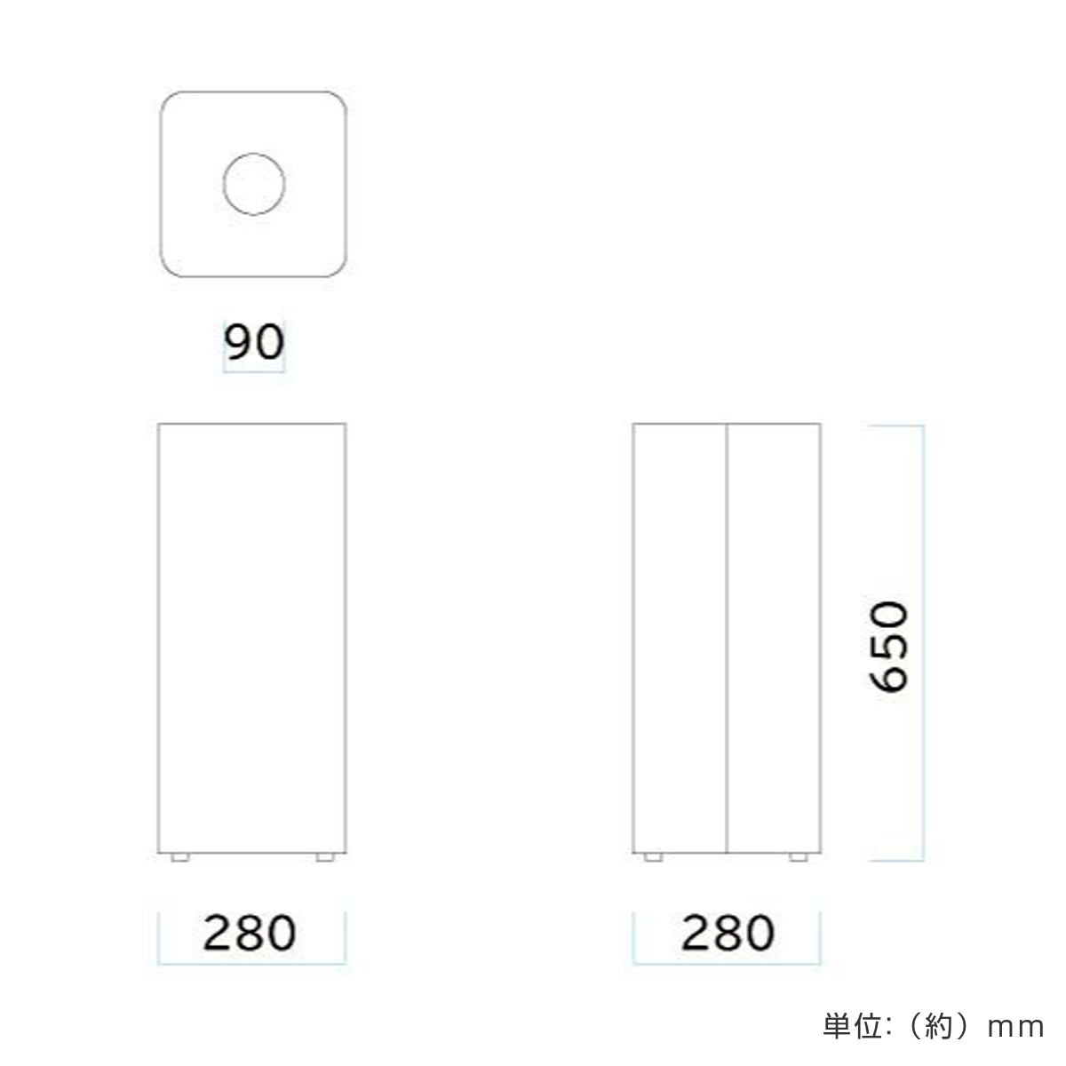 屋内用ゴミ箱 44L 丸穴蓋 ブラック色 業務用ダストボックス 屑S・屑入