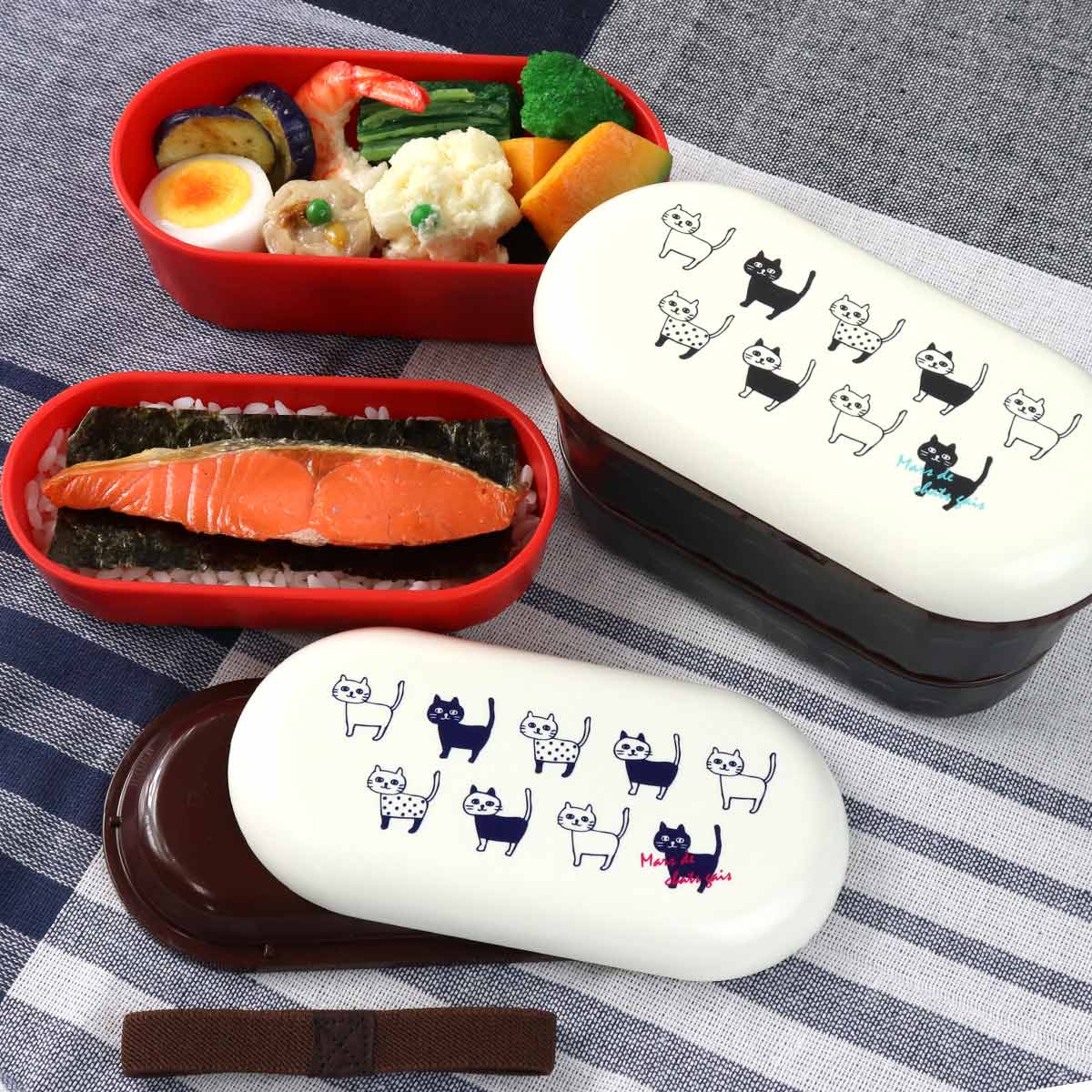 ナカノ 弁当箱 Potter 2段ランチボックス 640ml ネコ （ お弁当箱 