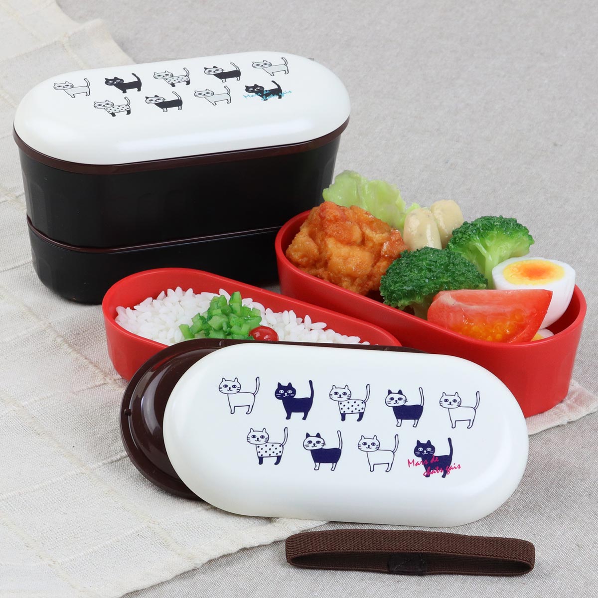 ナカノ 弁当箱 Potter 2段ランチボックス 640ml ネコ （ お弁当箱