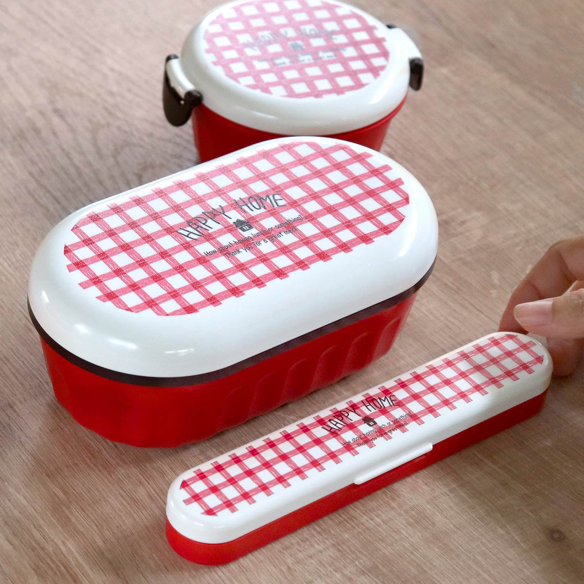 弁当箱 1段ランチボックス 600ml ハッピーホーム レッド （ お弁当箱
