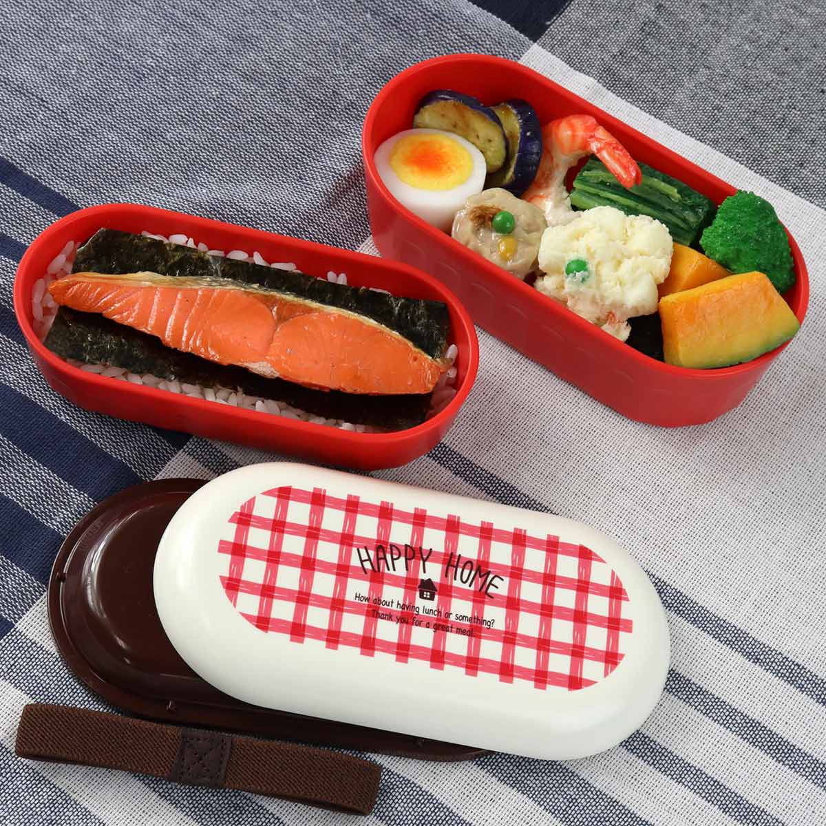 弁当箱 2段ランチボックス 640ml ハッピーホーム レッド （ お弁当箱