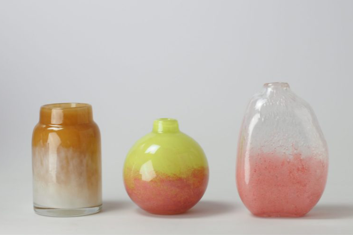 花瓶 DGボトルベース 直径13×高さ17.5cm グリーンブラウン ガラス