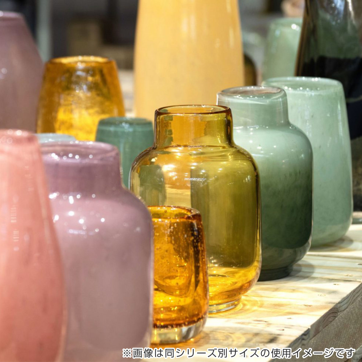 花瓶 DGボトルベース 直径7.5×高さ18cm ピンクグリーン ガラス