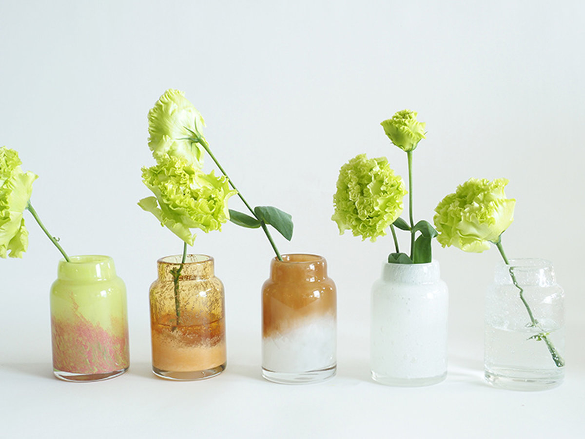 花瓶 DGボトルベース 直径7.5×高さ12cm ホワイトブラウン ガラス