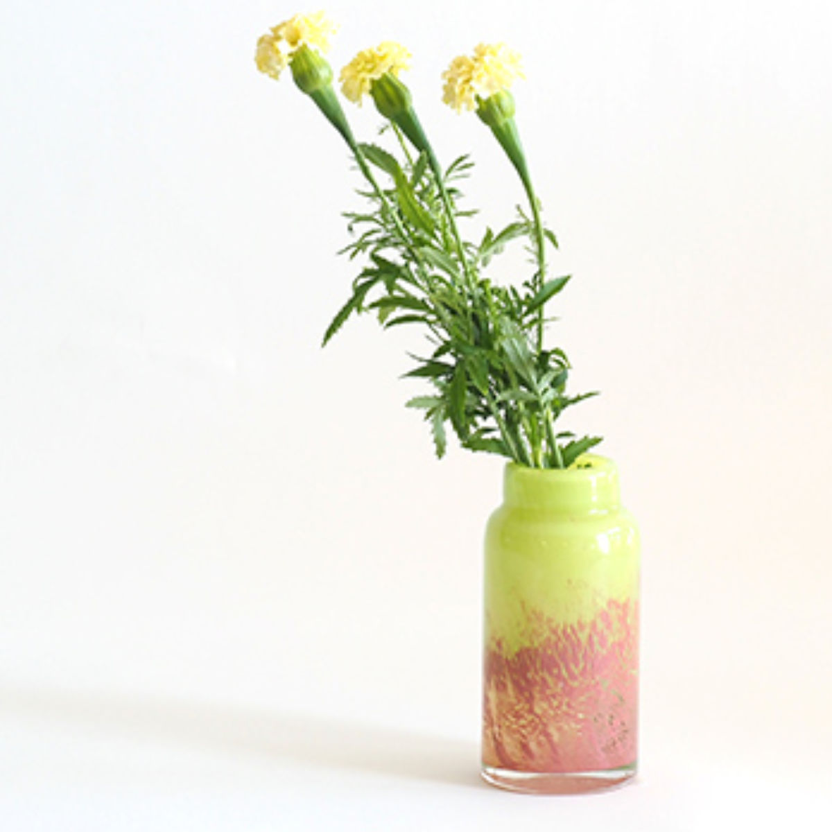 花瓶 DGボトルベース 直径7.5×高さ15.5cm ピンクグリーン ガラス