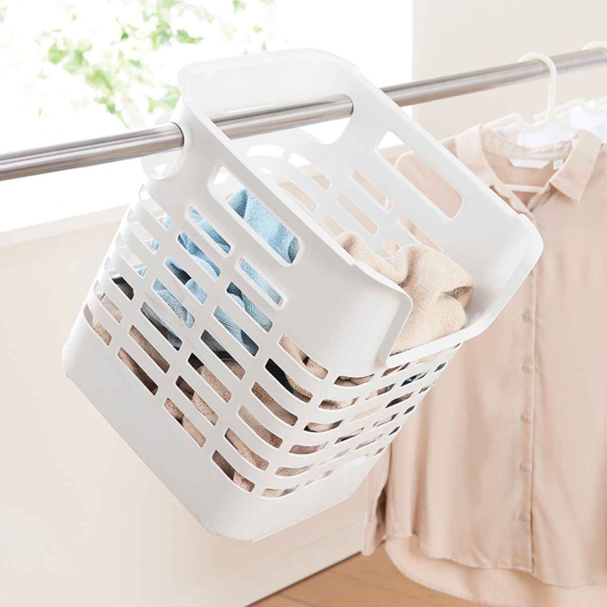 天馬 ランドリーバスケット 竿にかけられるバスケット Lサイズ （ 洗濯