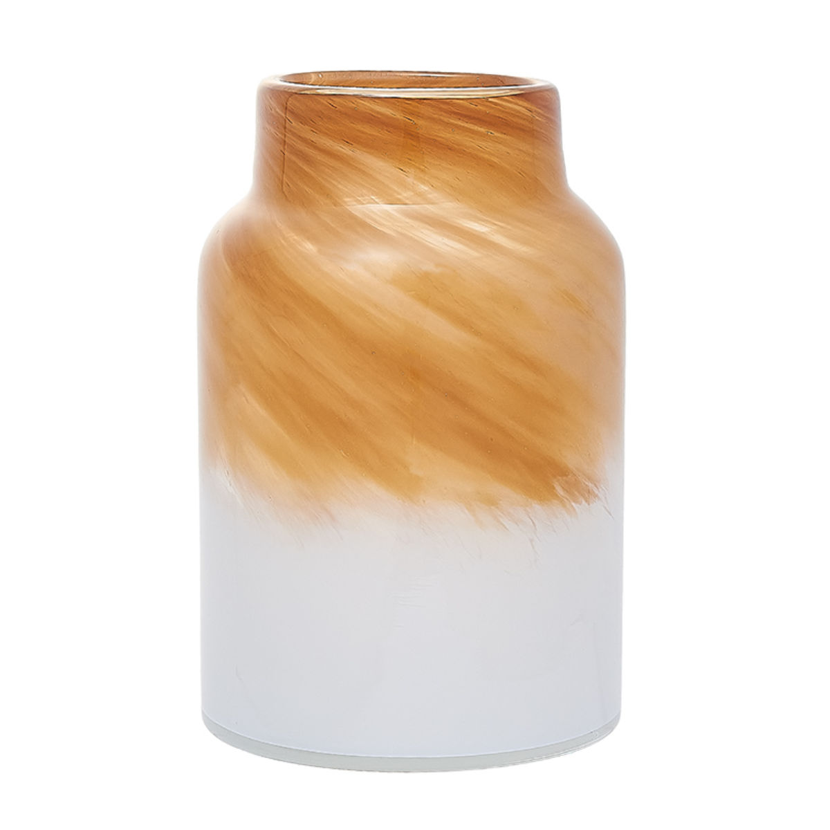 花瓶 DGボトルベース 直径15×高さ22cm ホワイトブラウン ガラス