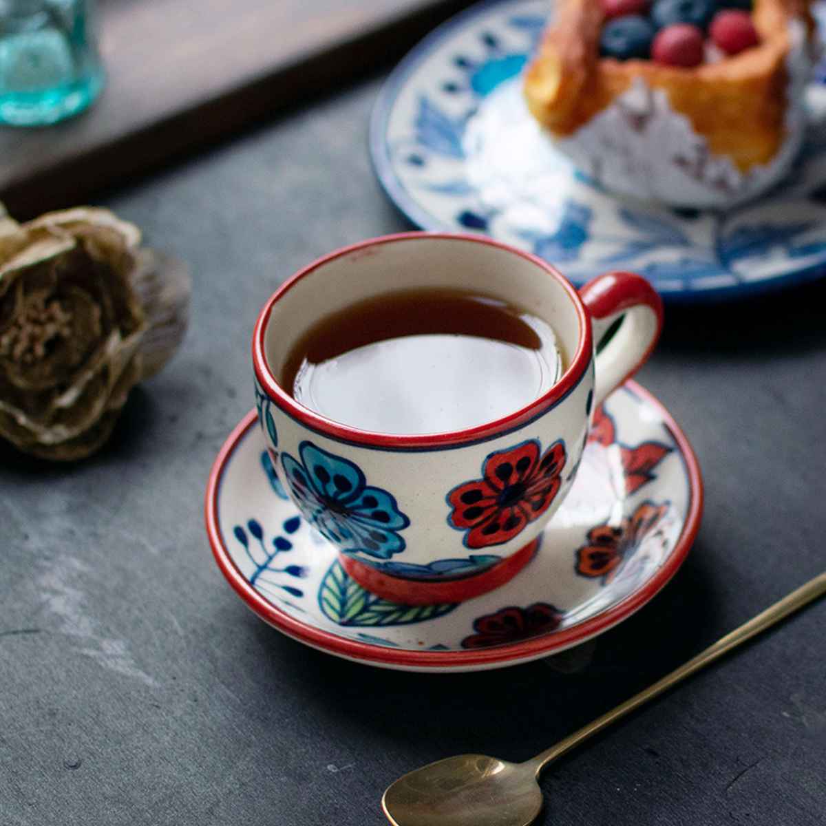 カップ＆ソーサー 150ml プリヤ ストーンウェア （ 食洗機対応 電子