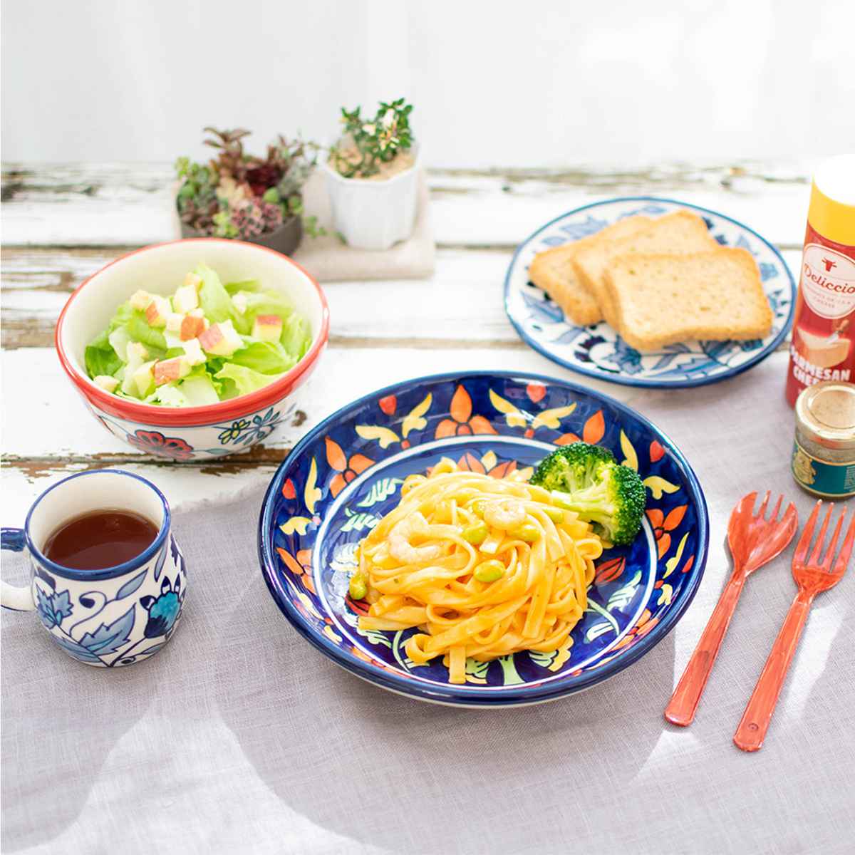 カレー＆パスタ皿 22cm 深皿 プリヤ ストーンウェア （ 食洗機対応