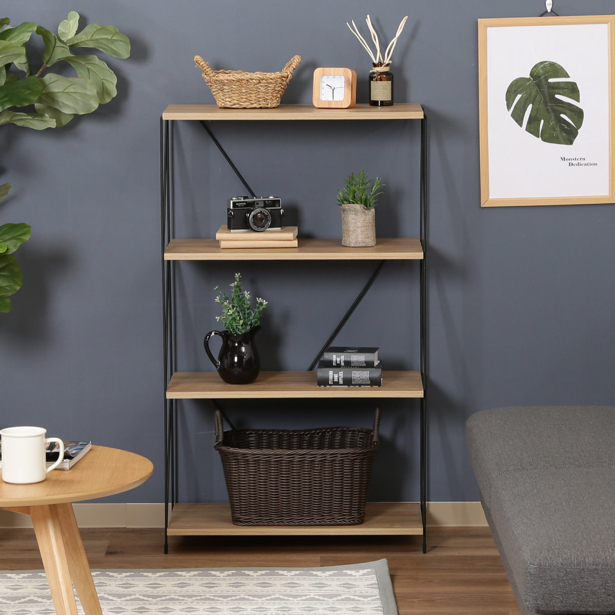 オープンラック 幅62cm 4段 簡単組み立て ワイヤーラック EZBO （ 工具不要 シェルフ ラック 棚 収納 ディスプレイラック 飾り棚 ） | 不二貿易 | 20