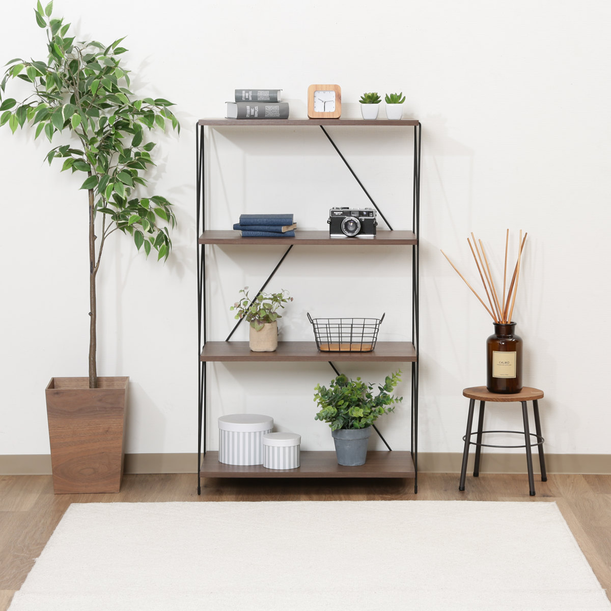 オープンラック 幅62cm 4段 簡単組み立て ワイヤーラック EZBO （ 工具不要 シェルフ ラック 棚 収納 ディスプレイラック 飾り棚 ） | 不二貿易 | 21