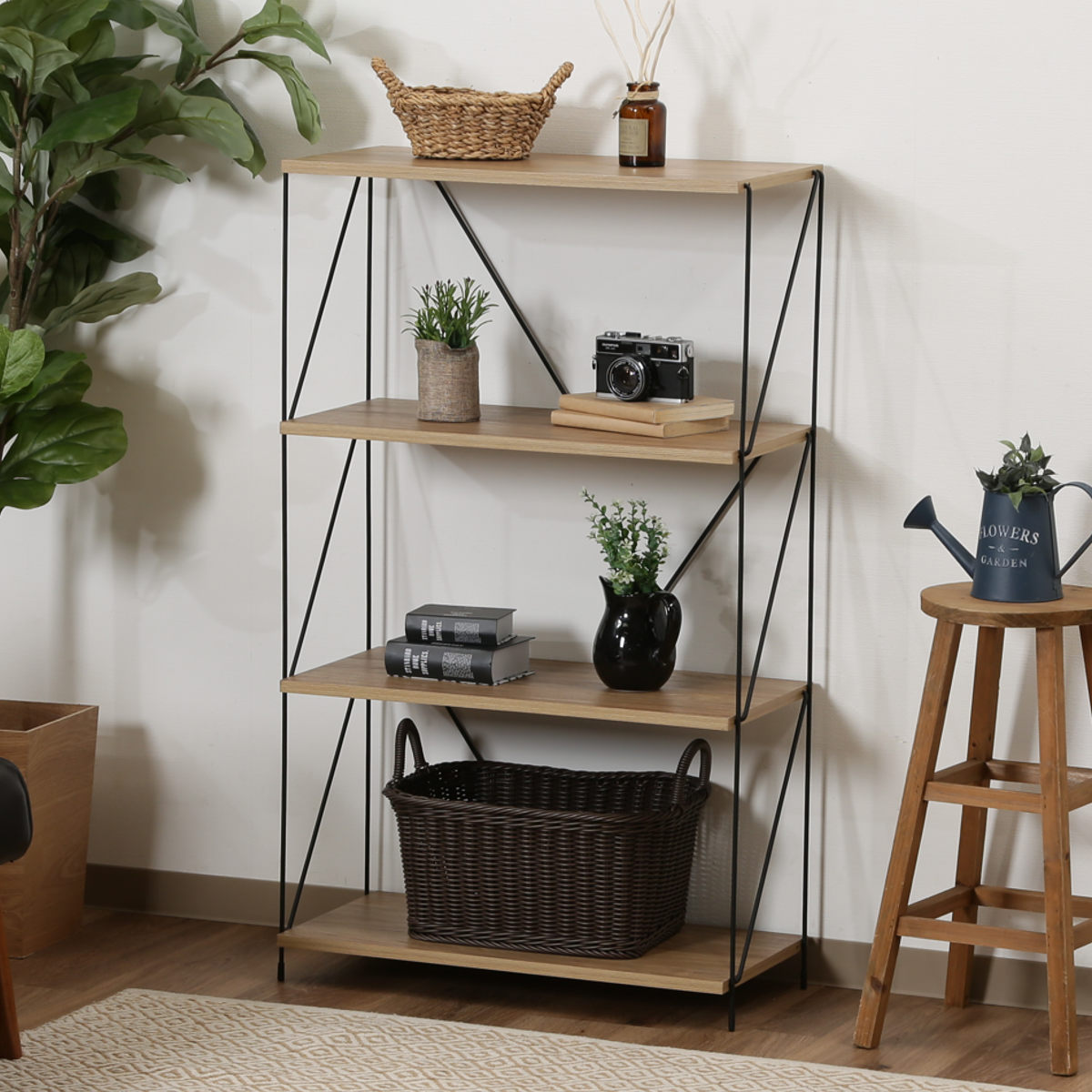 オープンラック 幅62cm 4段 簡単組み立て ワイヤーラック EZBO （ 工具不要 シェルフ ラック 棚 収納 ディスプレイラック 飾り棚 ） | 不二貿易 | 22