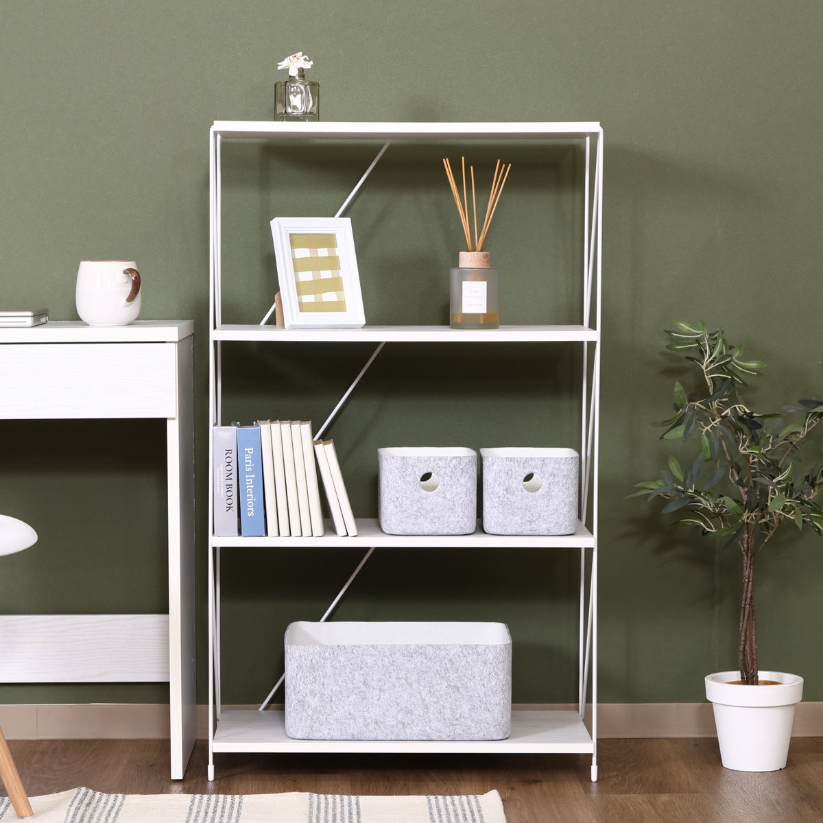 オープンラック 幅62cm 4段 簡単組み立て ワイヤーラック EZBO （ 工具不要 シェルフ ラック 棚 収納 ディスプレイラック 飾り棚 ） | 不二貿易 | 23