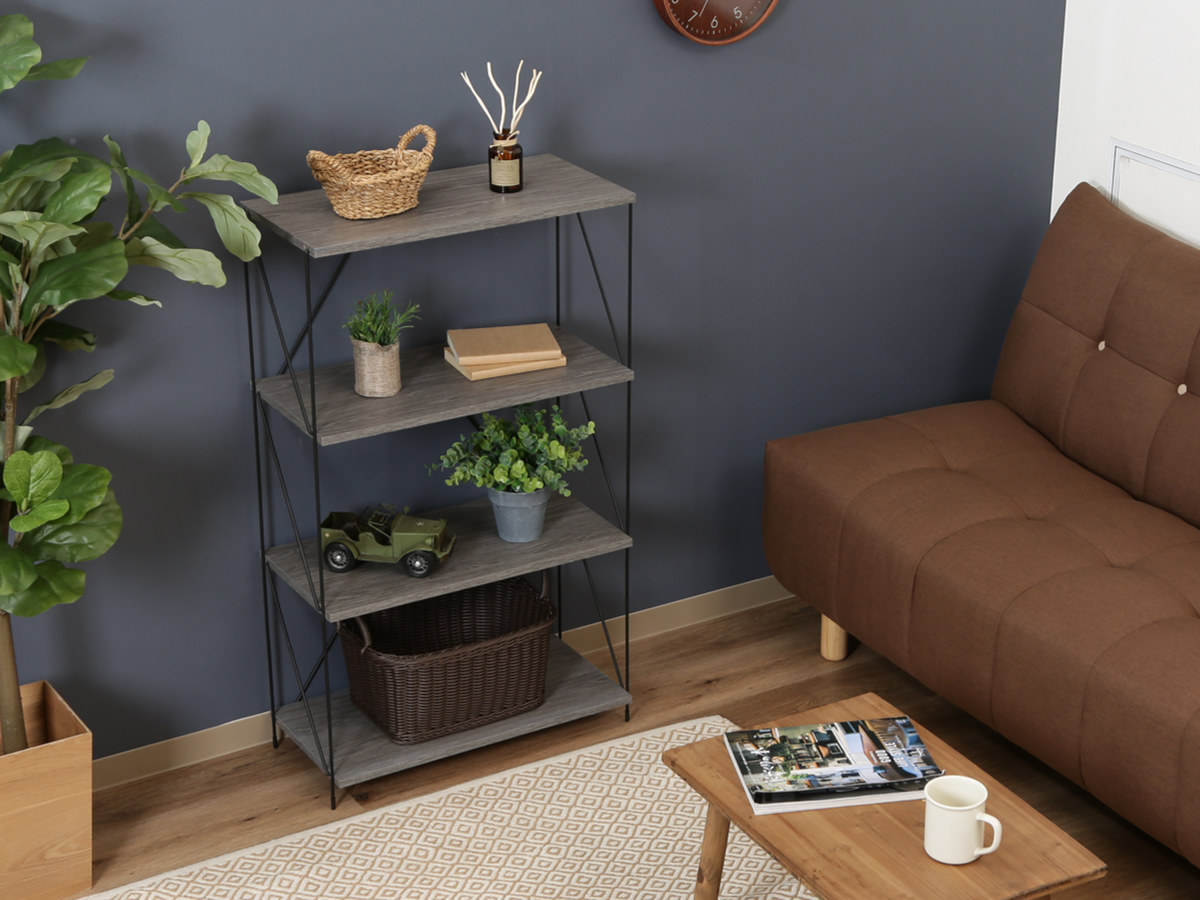 オープンラック 幅62cm 4段 簡単組み立て ワイヤーラック EZBO （ 工具不要 シェルフ ラック 棚 収納 ディスプレイラック 飾り棚 ） | 不二貿易 | 10