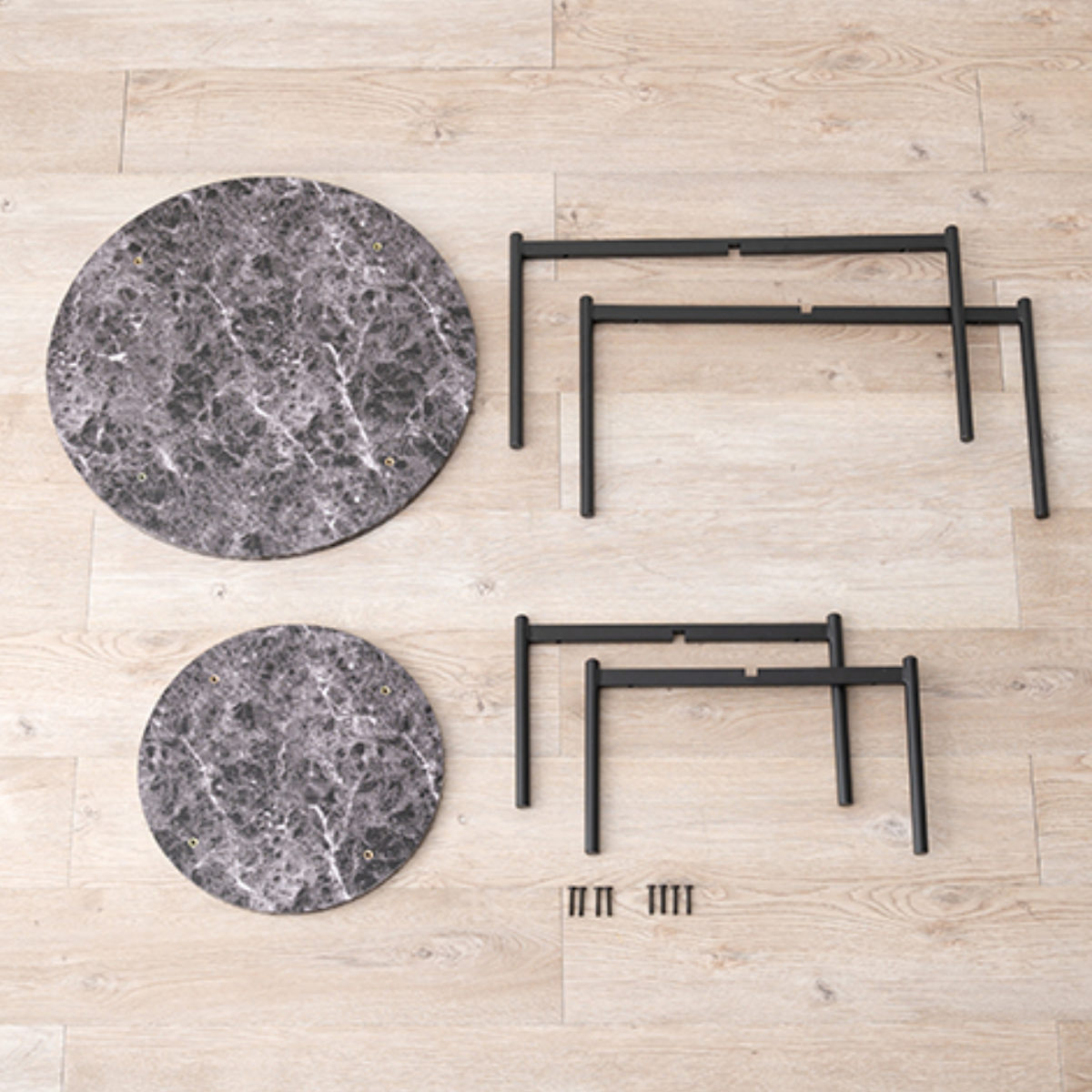 HAGiHARA（萩原） ネストテーブル 大理石調 丸型 （ 2個セット 丸