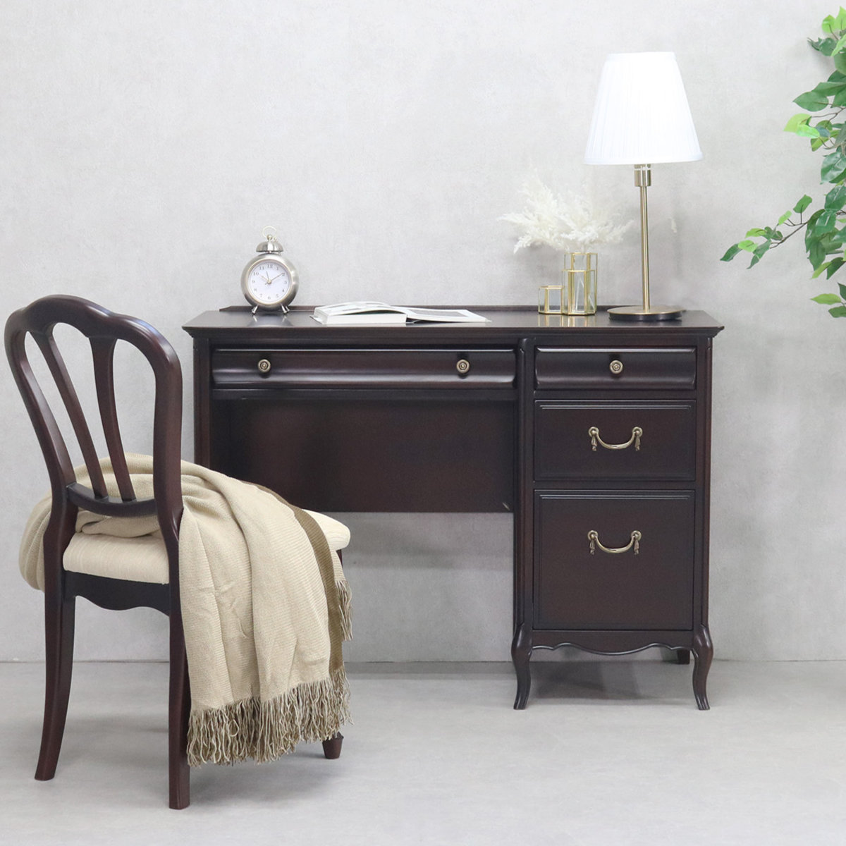 東海家具工業 デスク ミラーナ 幅100cm 木製 猫脚 コンセント （ 机