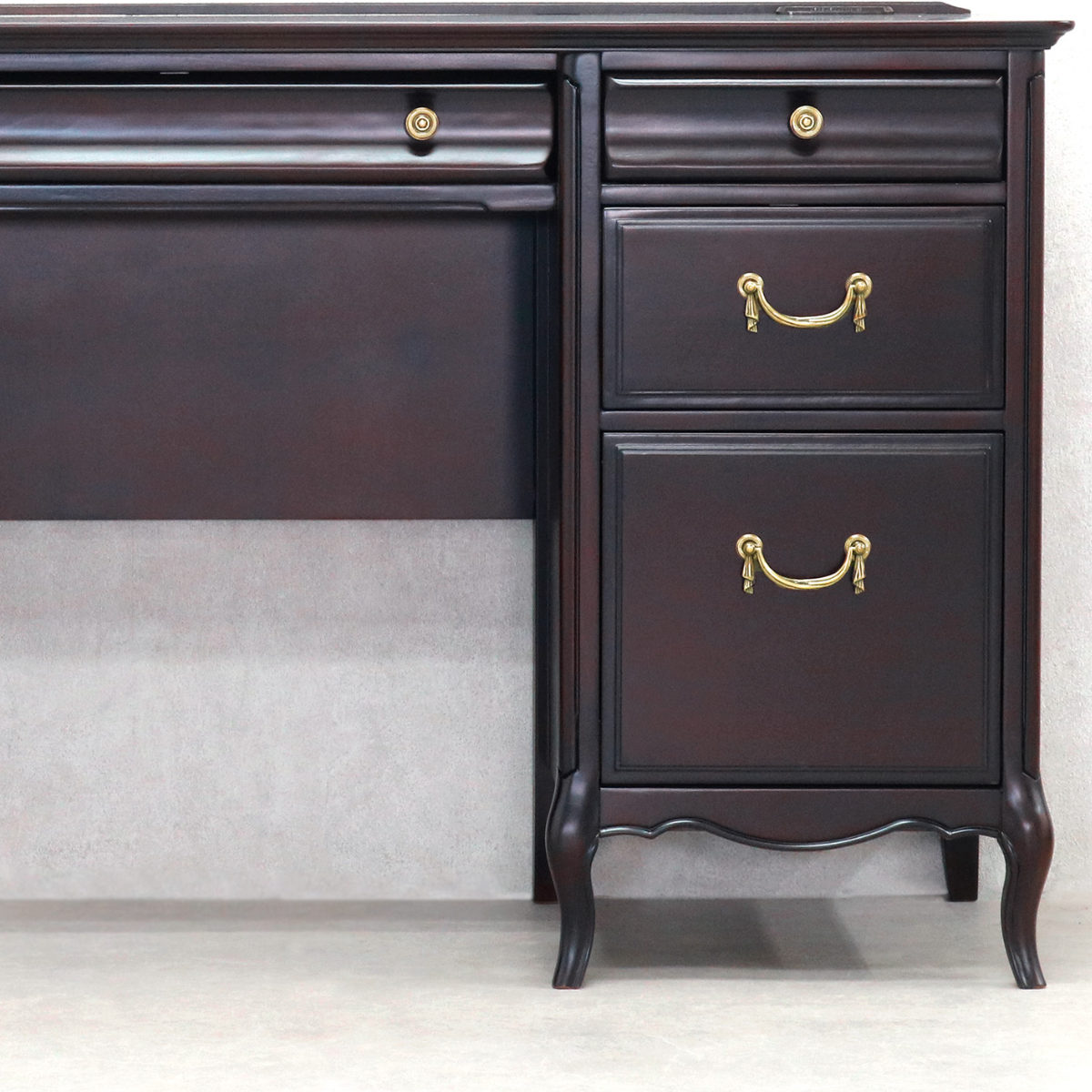 東海家具工業 デスク ミラーナ 幅100cm 木製 猫脚 コンセント （ 机