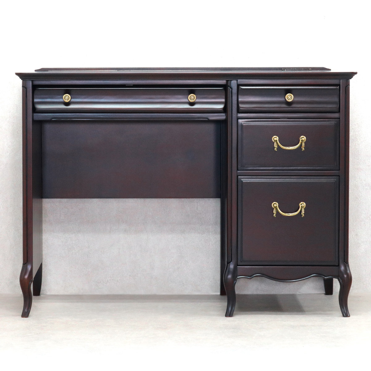 東海家具工業 デスク ミラーナ 幅100cm 木製 猫脚 コンセント （ 机