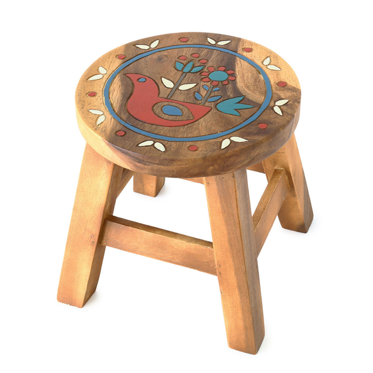 ラウンドスツール ヒュッゲ 木製 天然木 高さ23〜25cm （ 丸 スツール