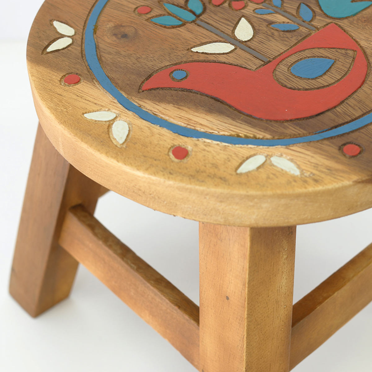 ラウンドスツール ヒュッゲ 木製 天然木 高さ23〜25cm （ 丸 スツール