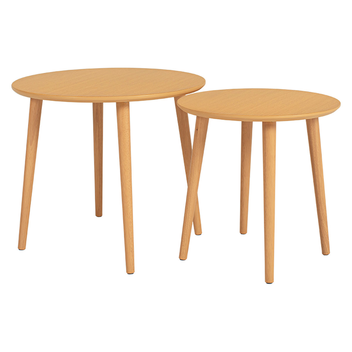 サイドテーブル 2個セット 円形 木目調 （ 丸 テーブル ナイトテーブル ミニテーブル ベッド ソファ サイド 大 小 2個 セット ）