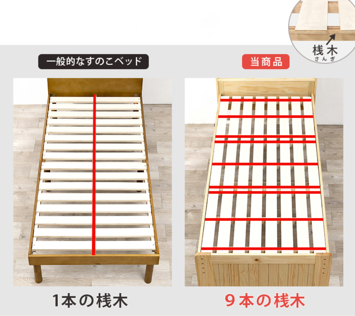 木製 すのこベッド セミシングルショート　180×80cm HAGiHARA（萩原） すのこベッド セミシングルショート 高さ調節 3段階