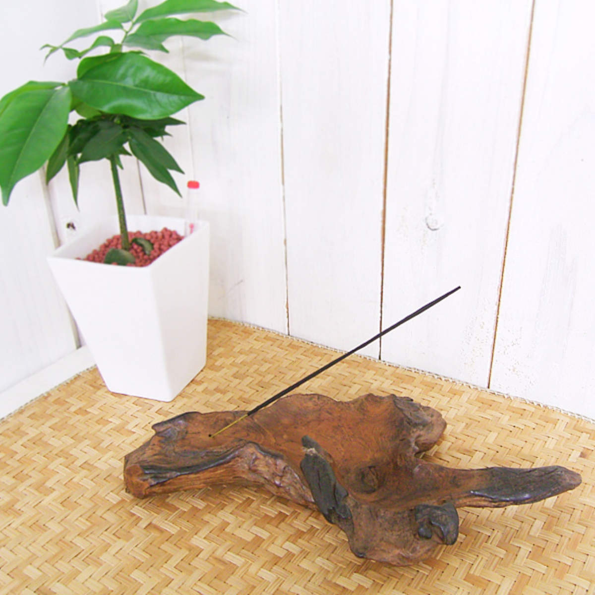 香立て チークの根っこトレイ インセンスホルダー 木製 （ 香立 お香