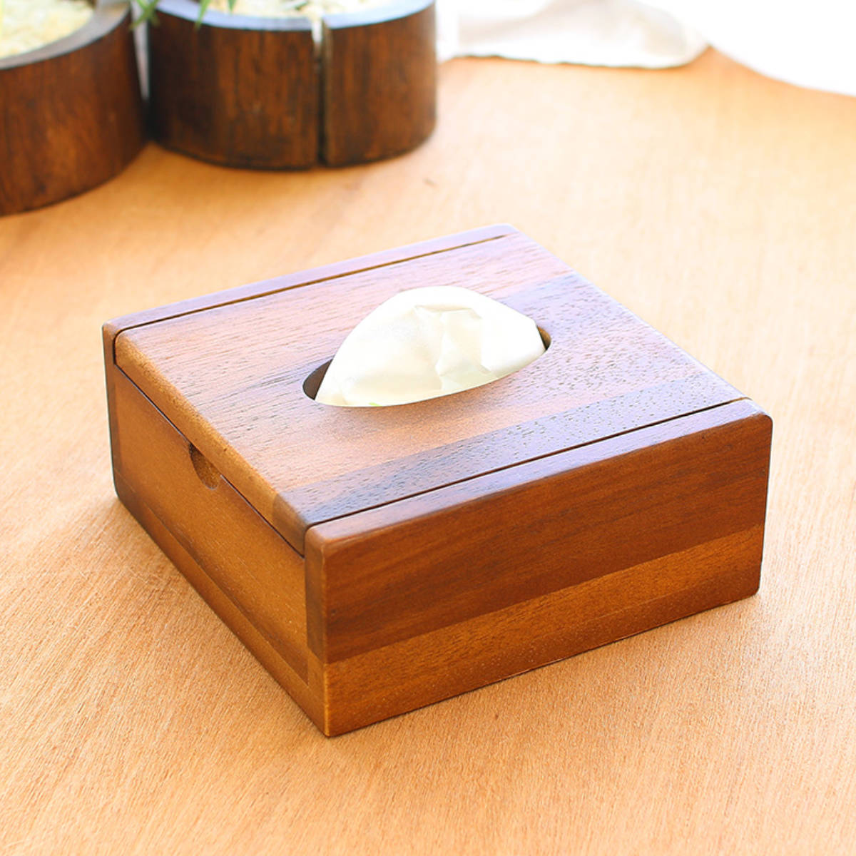ティッシュケース アカシア ティッシュボックス 木製 （ ハーフサイズ
