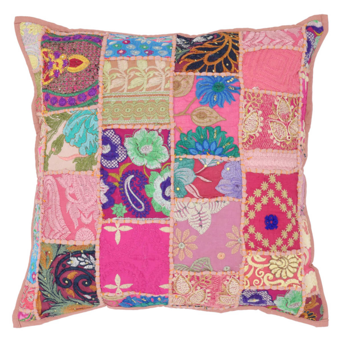 ビンテージラグ　パッチワーク　クッションカバーB 45×45 アンティーク ヴィンテージラグ パッチワーク クッション C188 | ラリーキルト