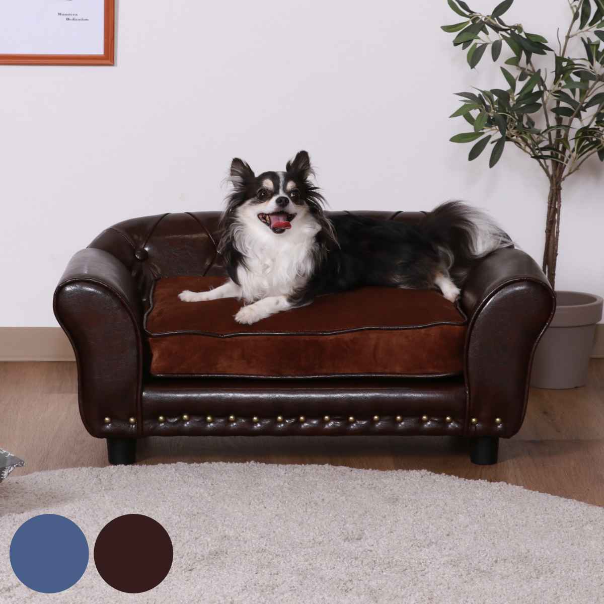 ペットソファ 幅74cm チェスターフィールド風 （ ペットベッド 犬 猫 ペット家具 ペット用 ベッド ソファー ）