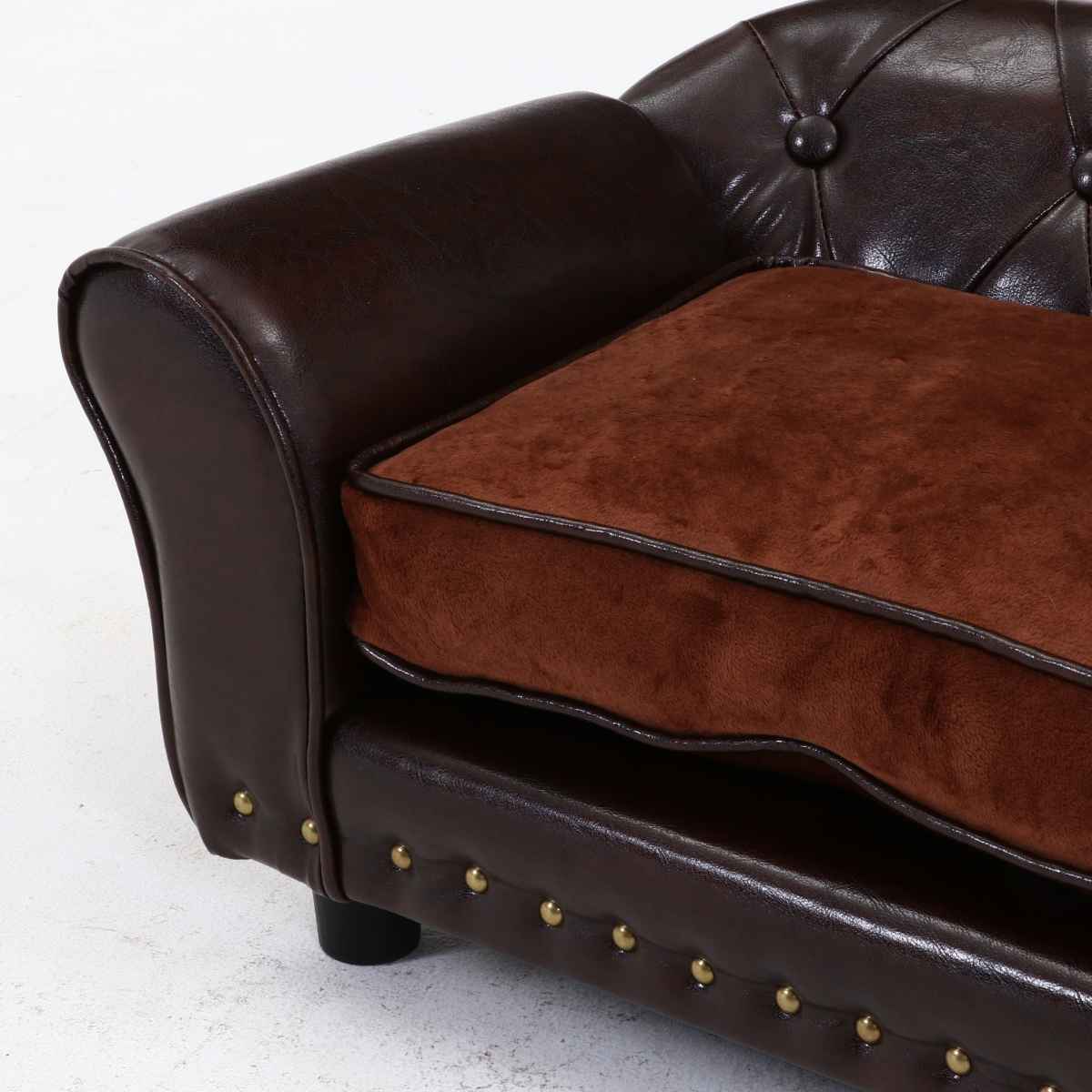 ペットソファ 幅74cm チェスターフィールド風 （ ペットベッド 犬 猫 ペット家具 ペット用 ベッド ソファー ）の画像