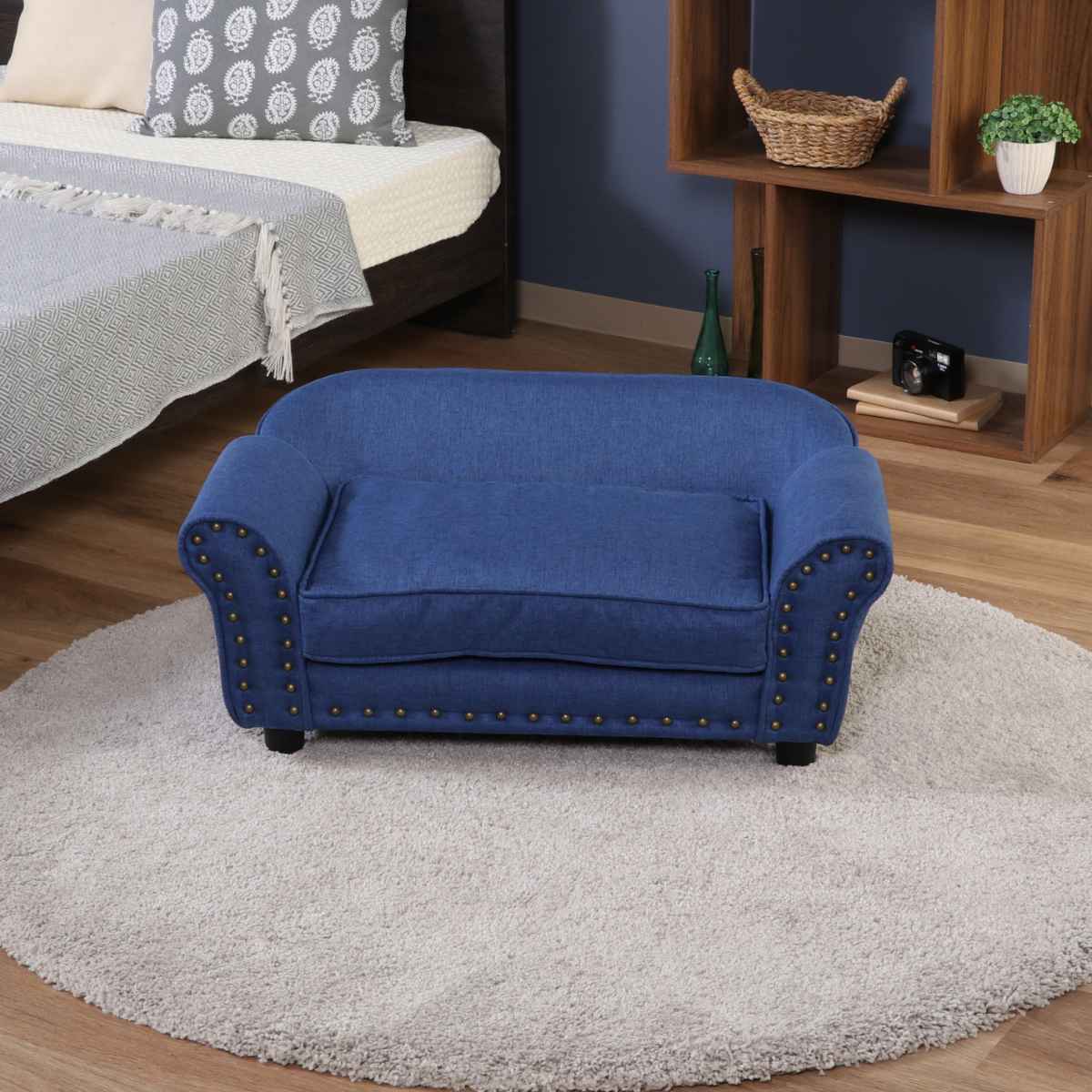 ペットソファ 幅74cm チェスターフィールド風 （ ペットベッド 犬 猫 ペット家具 ペット用 ベッド ソファー ）の画像