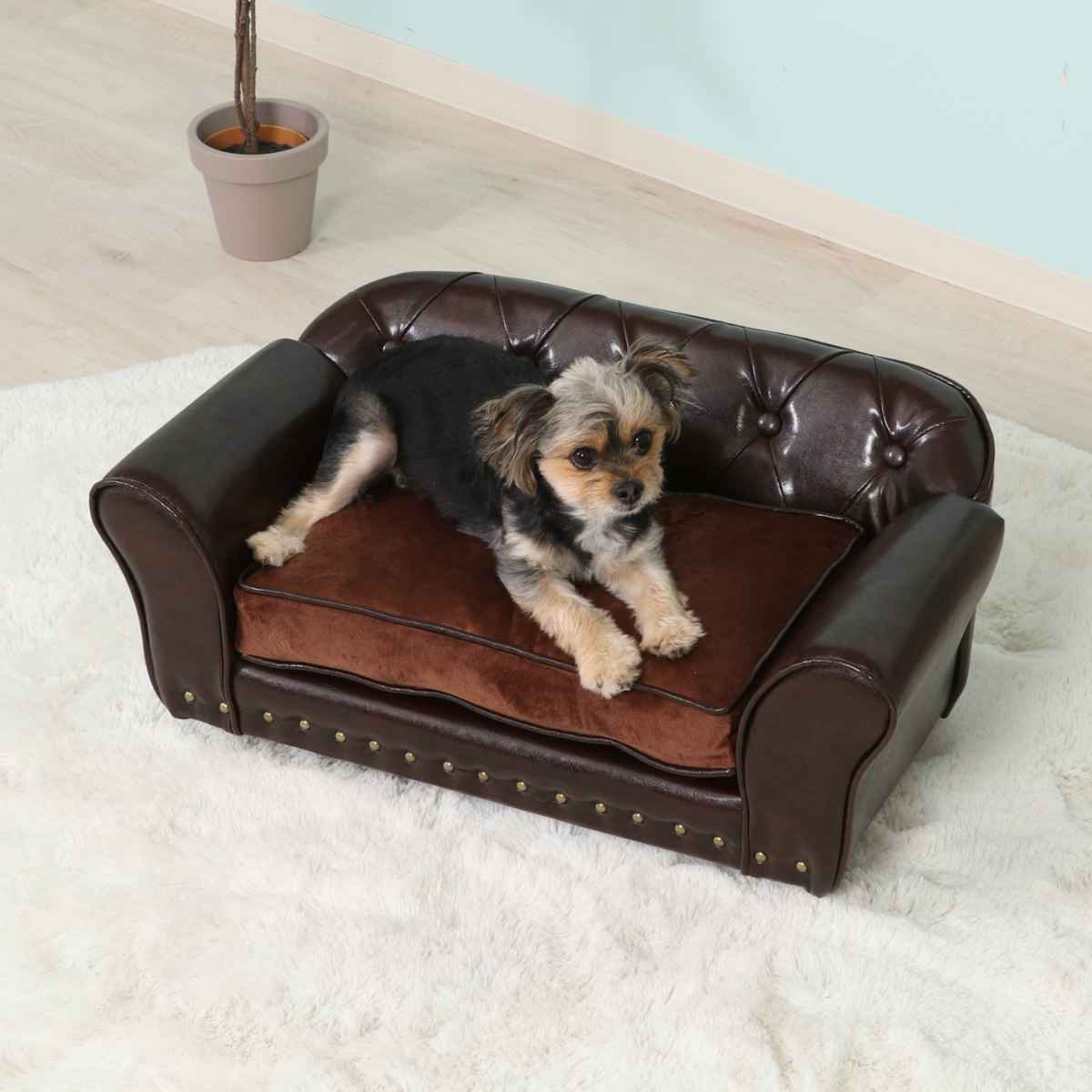 ペットソファ 幅74cm チェスターフィールド風 （ ペットベッド 犬 猫 ペット家具 ペット用 ベッド ソファー ）の画像