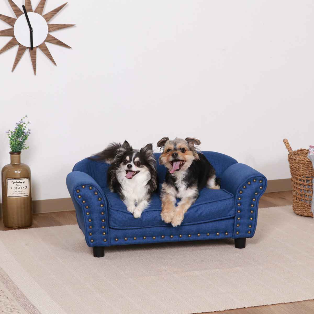 ペットソファ 幅74cm チェスターフィールド風 （ ペットベッド 犬 猫 ペット家具 ペット用 ベッド ソファー ）の画像