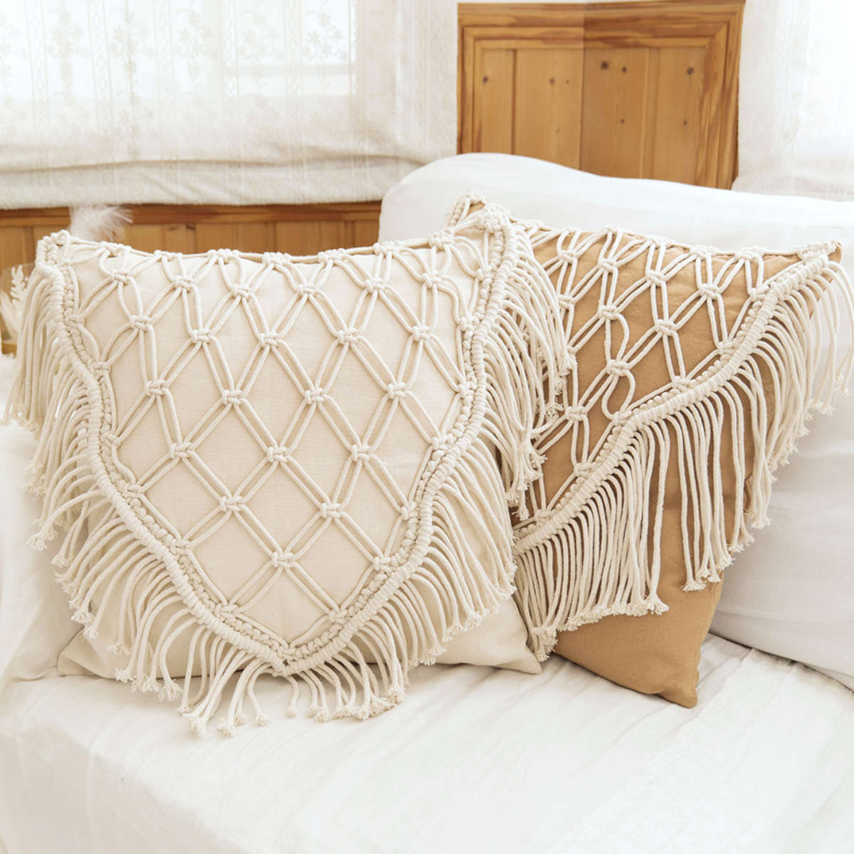 クッションカバー マクラメ ストリーム 45×45cm （ クッション カバー