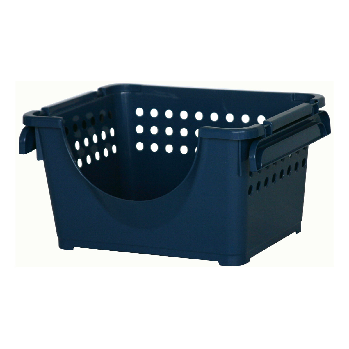 平和工業 収納バスケット スタッキングバスケット浅型 前開き 同色3個