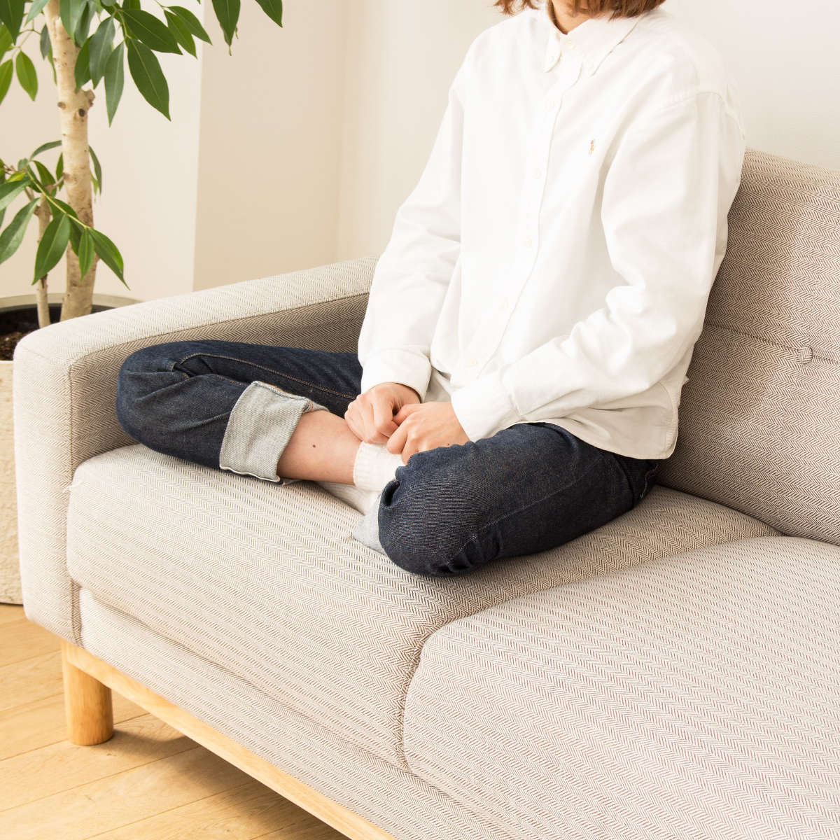 岩附 ソファ 2.5人掛け 幅160cm 木製 ファブリック （ ソファー