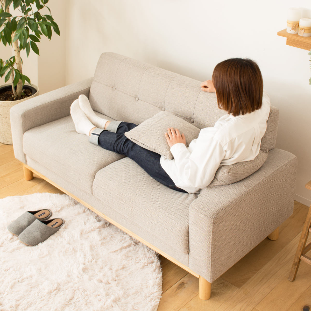 (引き取り限定)ファブリック　2.5人掛けソファ 引き取り限定)ファブリック 2.5人掛けソファ 2.5人がけソファ