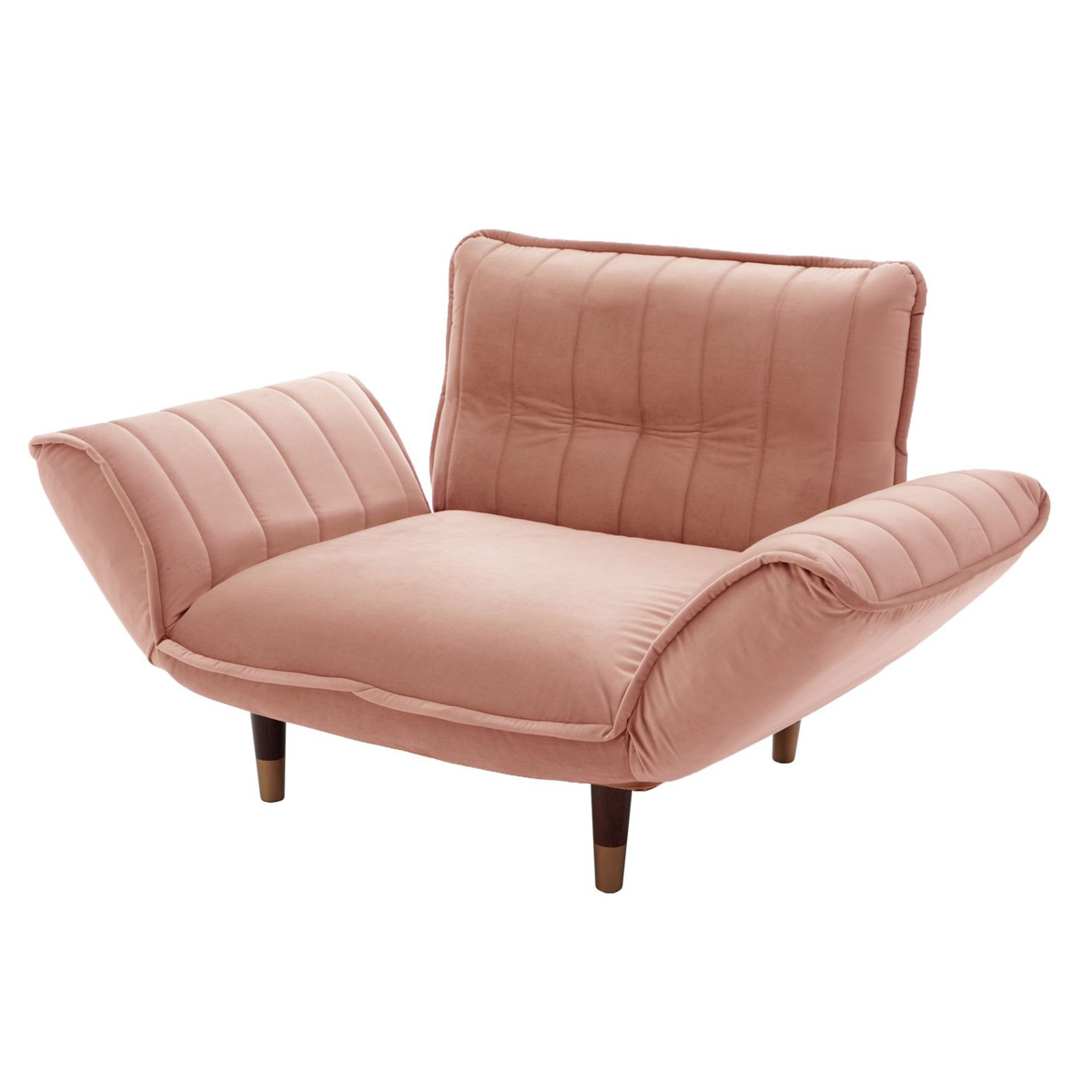 kino Classic Chair (ベビーピンク/ボタン留めシート) ソファ セルタン ソファ 幅88〜127cm 1人掛け ベロア リクライニング 肘掛け