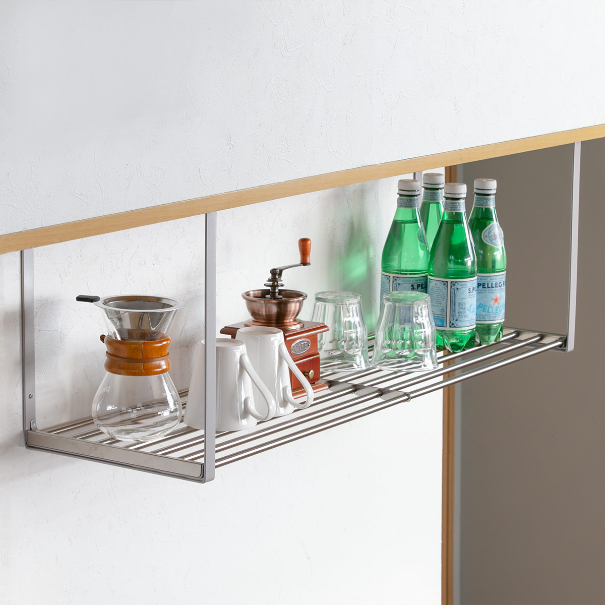 吊戸棚収納 パイプ棚S 1段 幅90cm 水切棚シリーズ ネジ止めタイプ