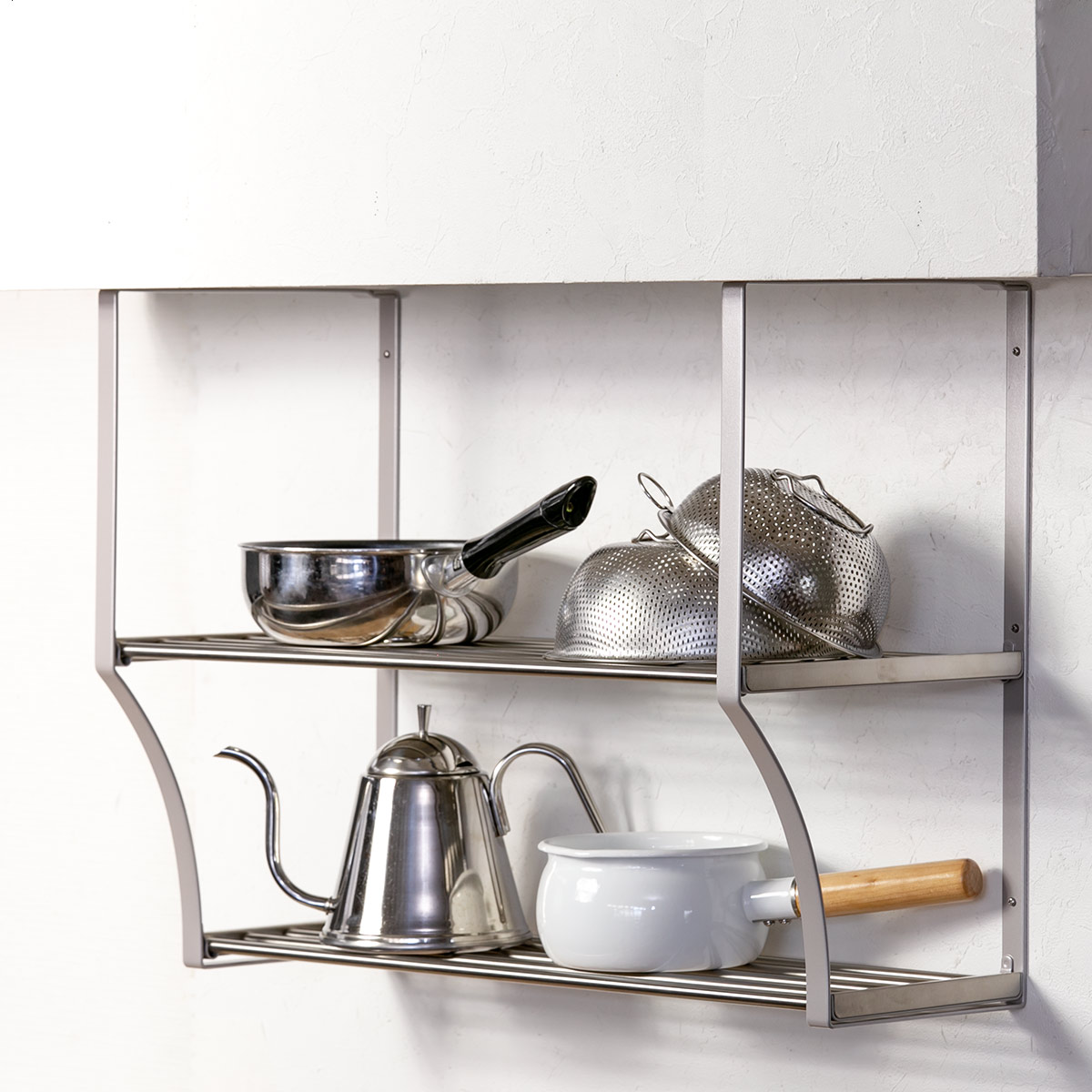 吊戸棚収納 パイプ棚S 2段 幅60cm 水切棚シリーズ ネジ止めタイプ