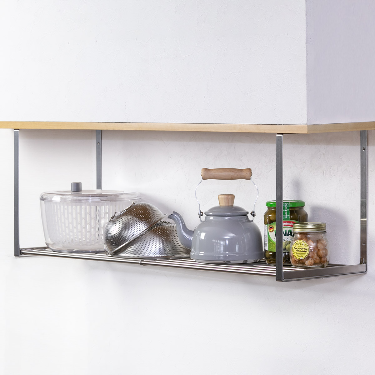 吊戸棚収納 パイプ棚A 1段 幅90cm 水切棚シリーズ ネジ止めタイプ