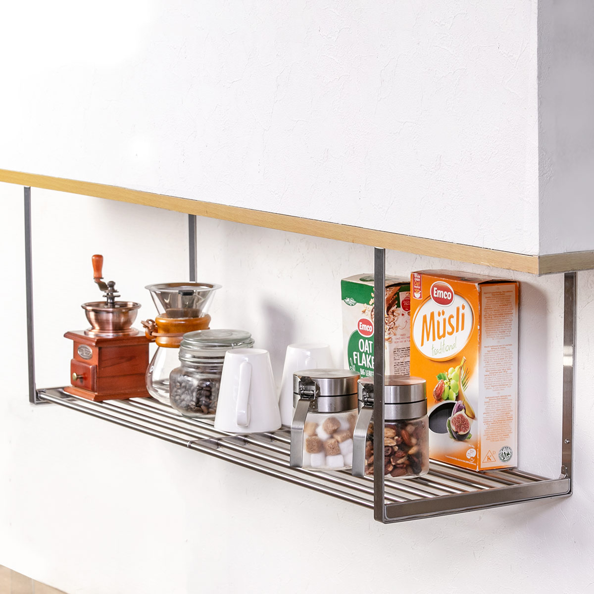 吊戸棚収納 パイプ棚A 1段 幅90cm 水切棚シリーズ ネジ止めタイプ