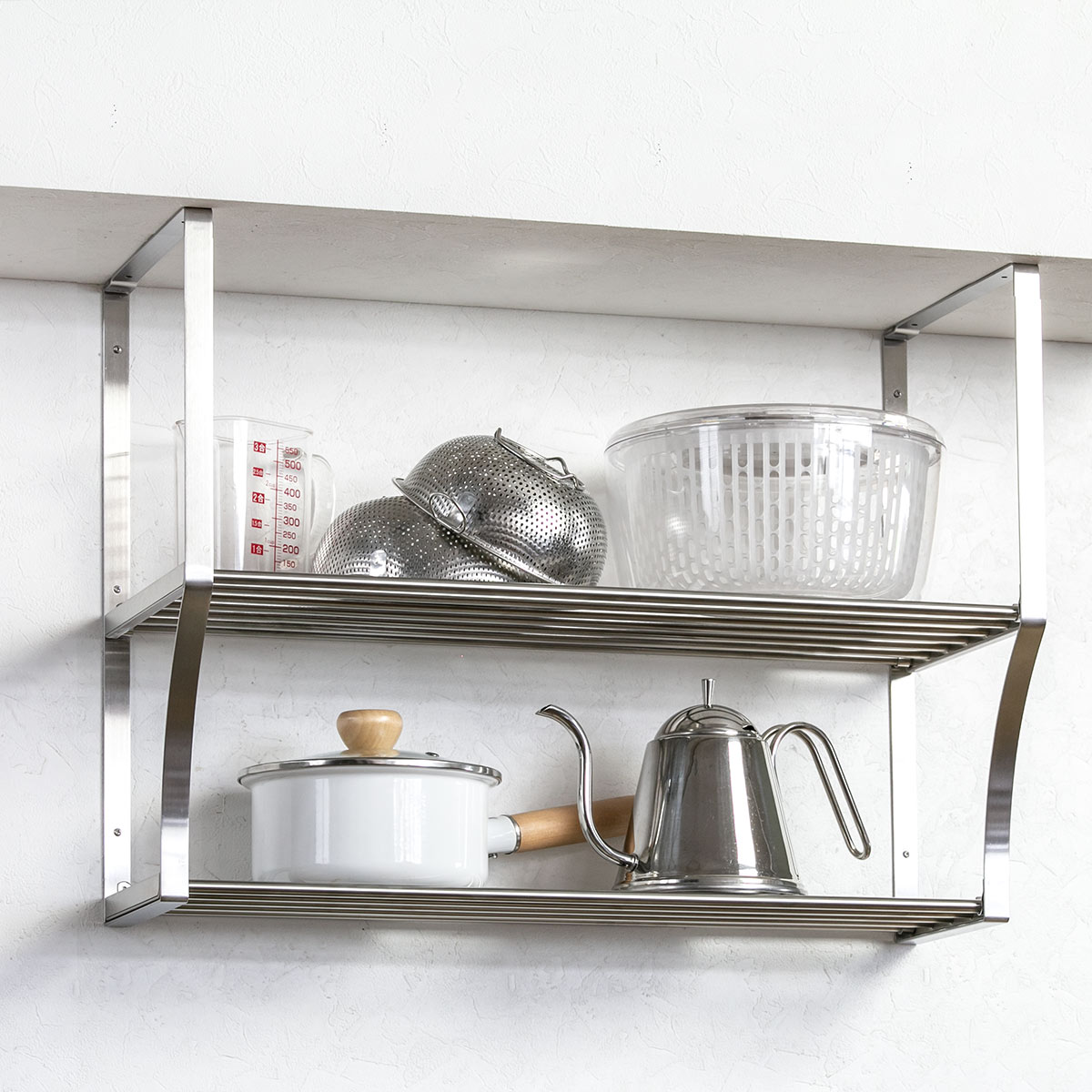 吊戸棚収納 パイプ棚A 2段 幅60cm 水切棚シリーズ ネジ止めタイプ