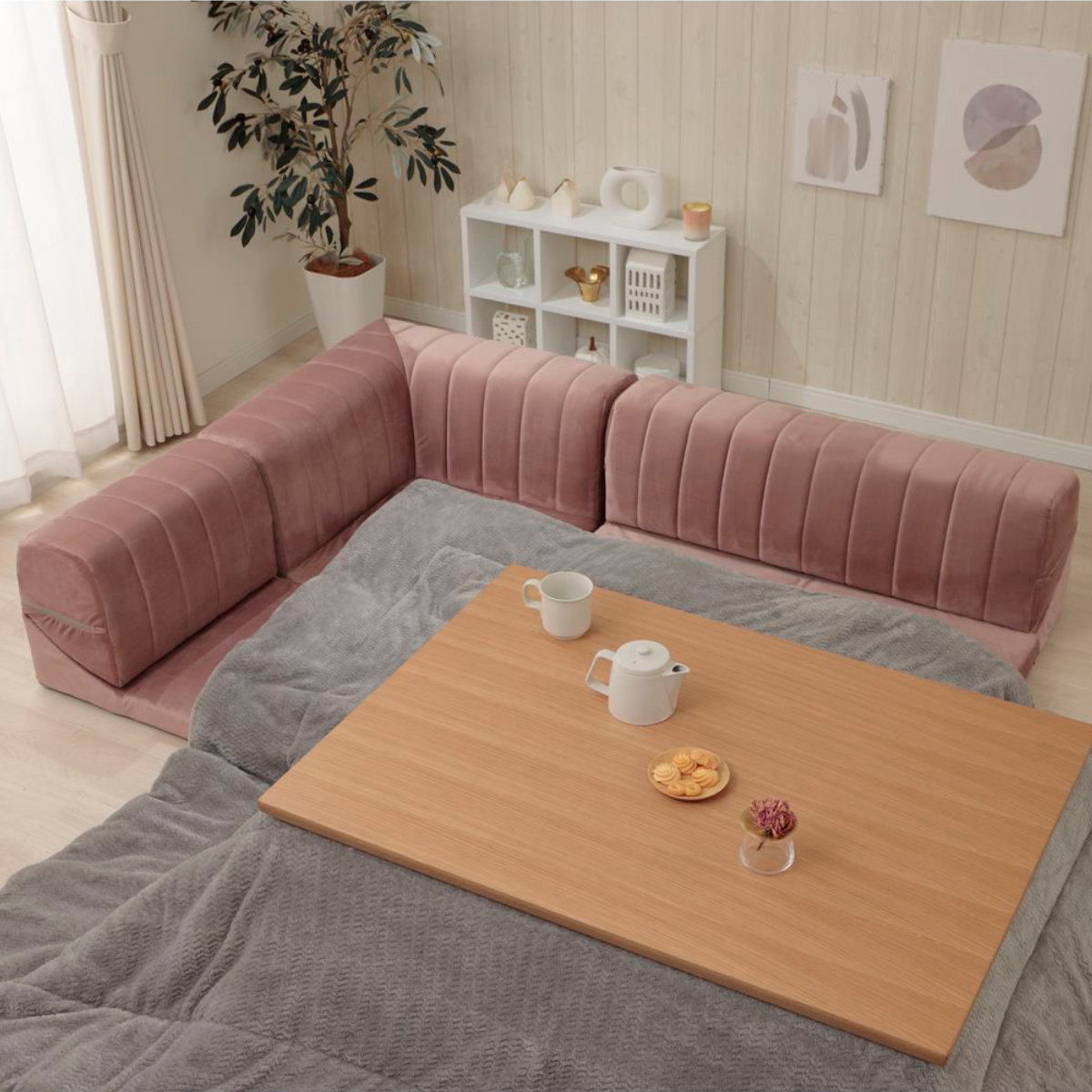 セルタン コーナーソファ 3点セット ベロア （ ローソファ フロア