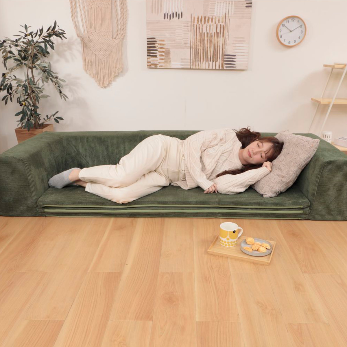 セルタン ローソファ 洗えるラグ付き 幅200cm コーデュロイ （ 2WAY