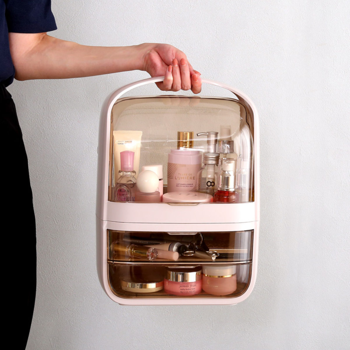 コスメボックス 中身が見やすい 引き出し付き （ メイクボックス 大