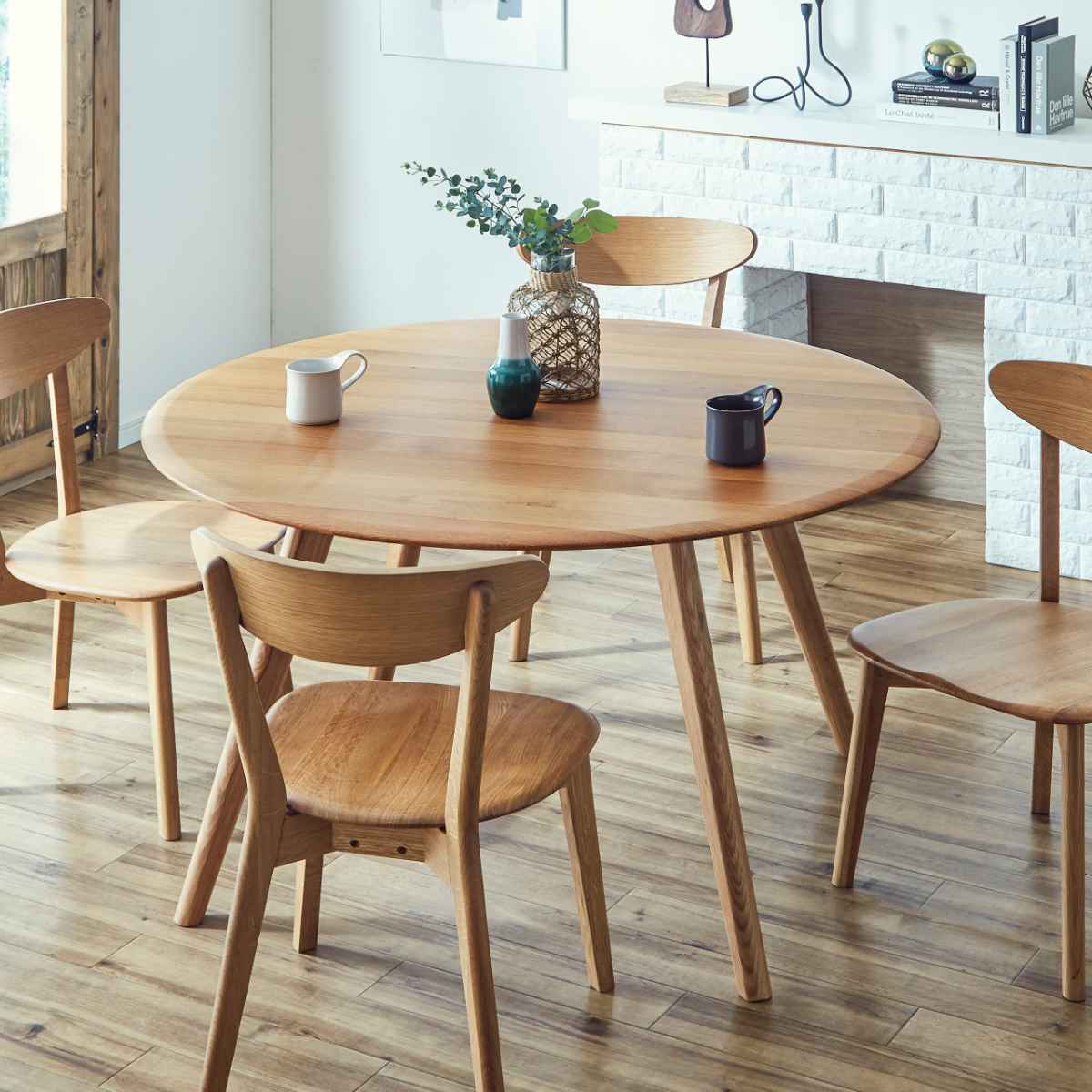 美品 ダイニングテーブル 丸テーブル 直径120cm 高さ74cm　激安 ダイニングテーブル 幅120cm ナチュラル 木製 円形 （ 開梱設置 4人