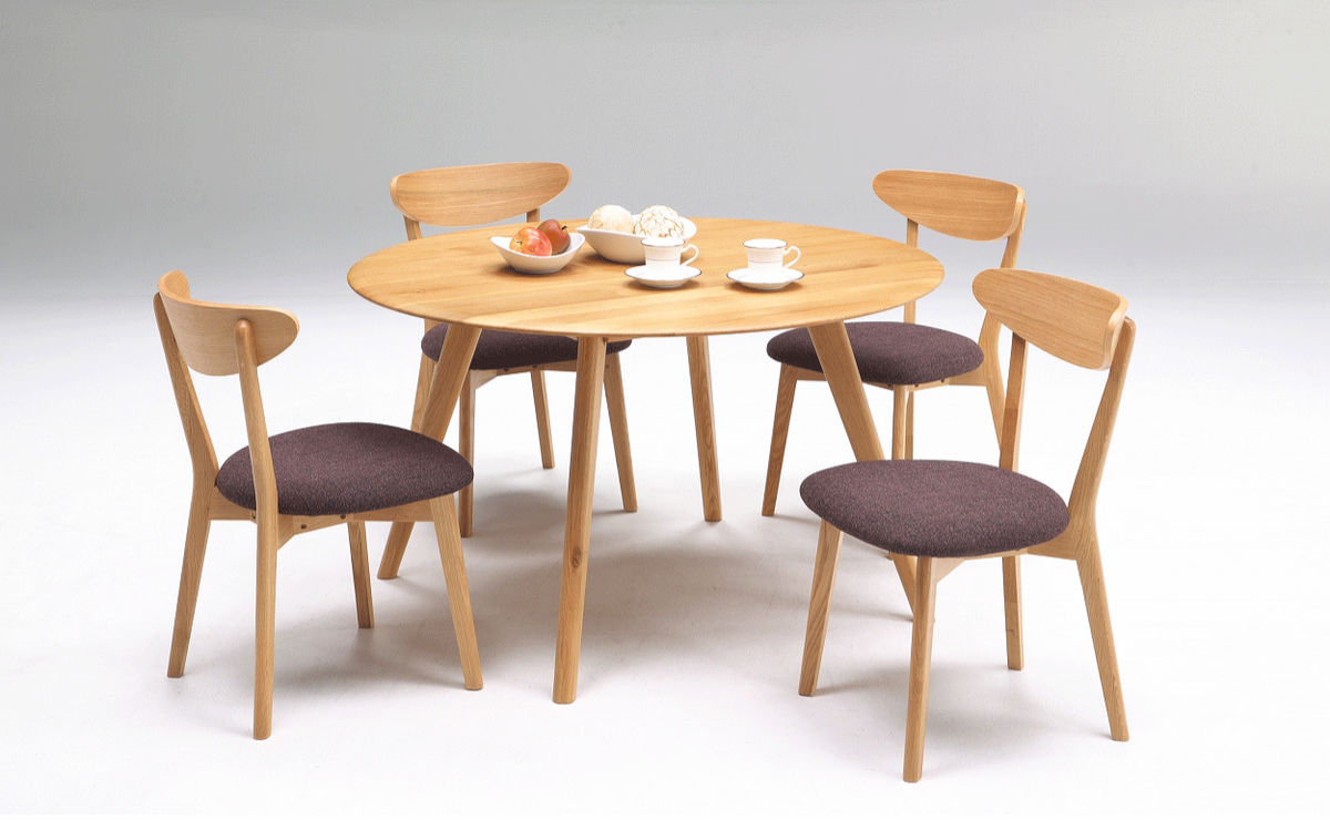 ダイニングテーブル 幅120cm ナチュラル 木製 円形 （ 開梱設置 4人